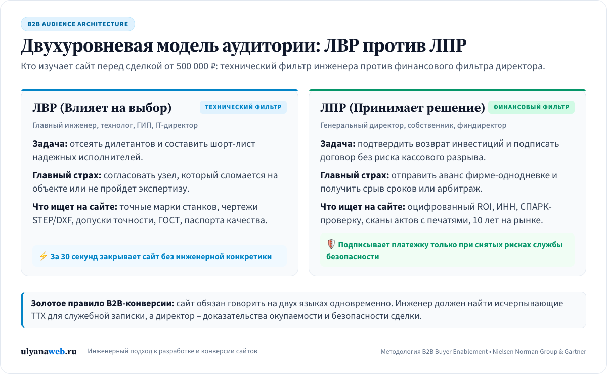 Двухуровневая модель принятия решений в B2B: ЛВР против ЛПР