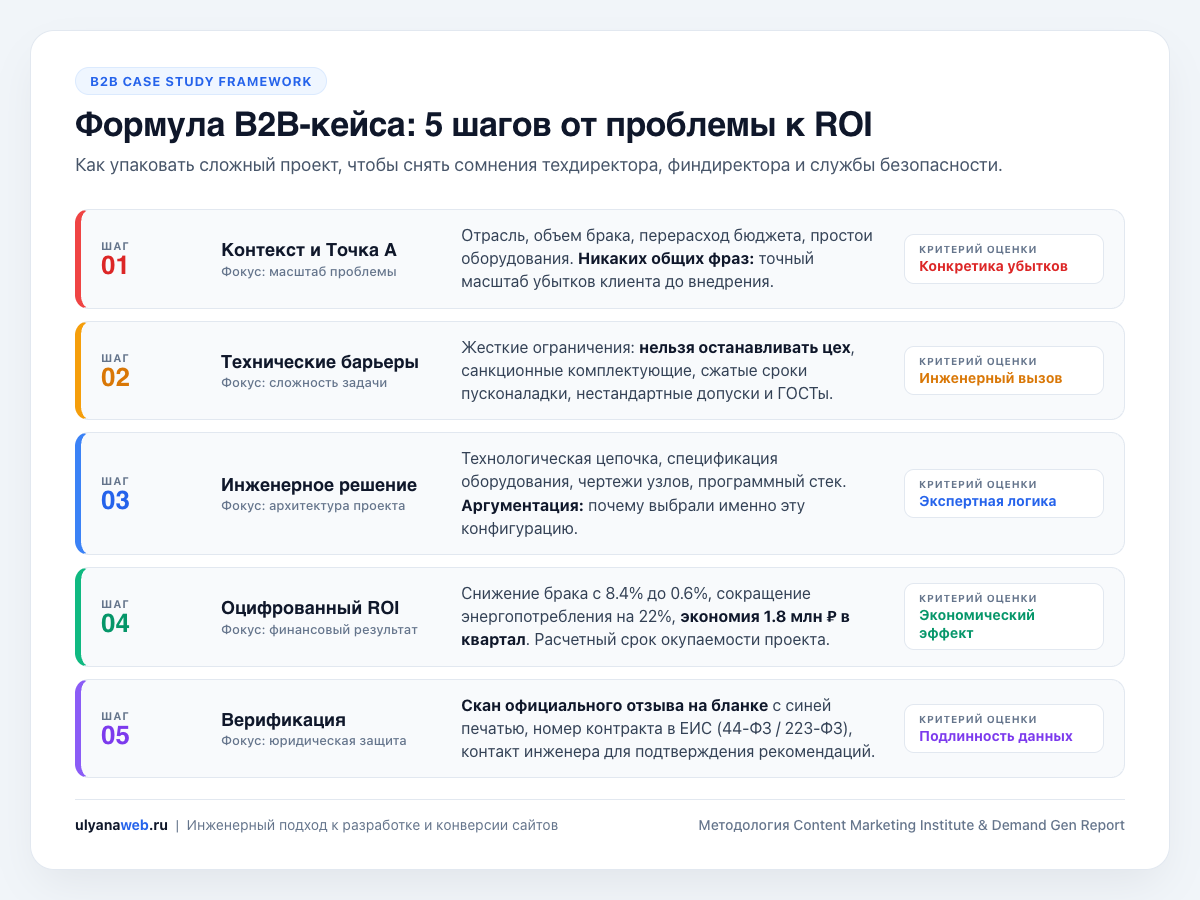 Формула B2B-кейса: 5 шагов от проблемы к ROI