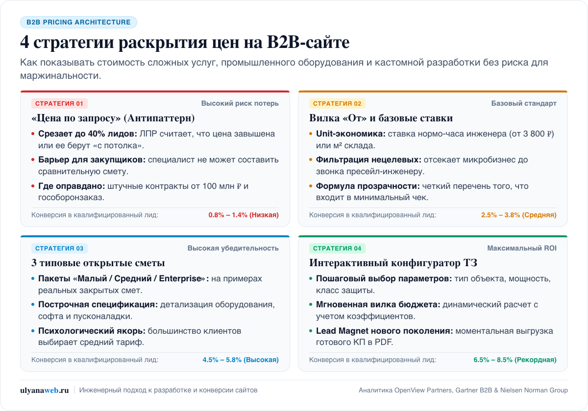 4 стратегии раскрытия цен на B2B-сайте