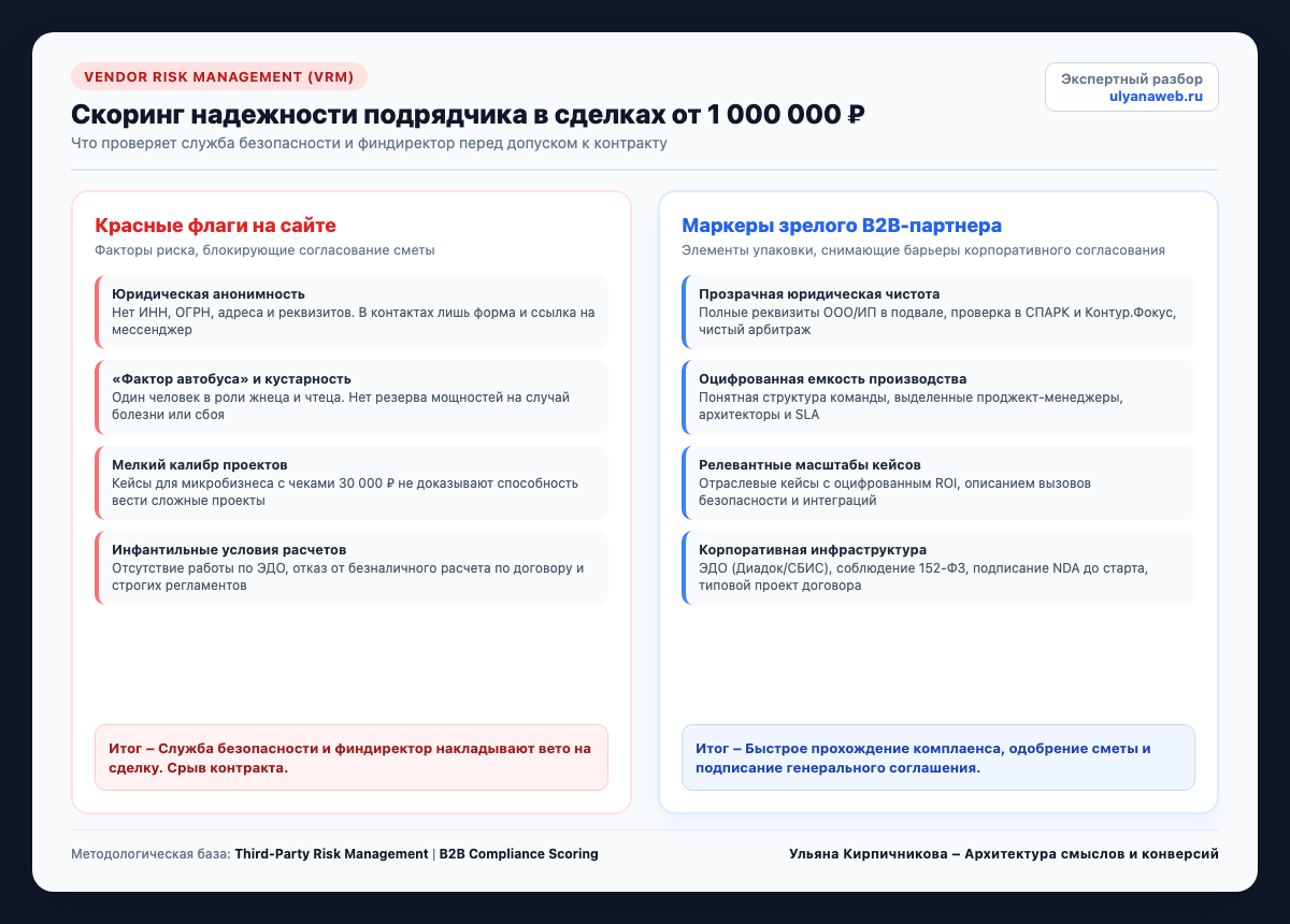 Скоринг надежности подрядчика в сделках от 1 000 000 ₽: что проверяет служба безопасности и финдиректор