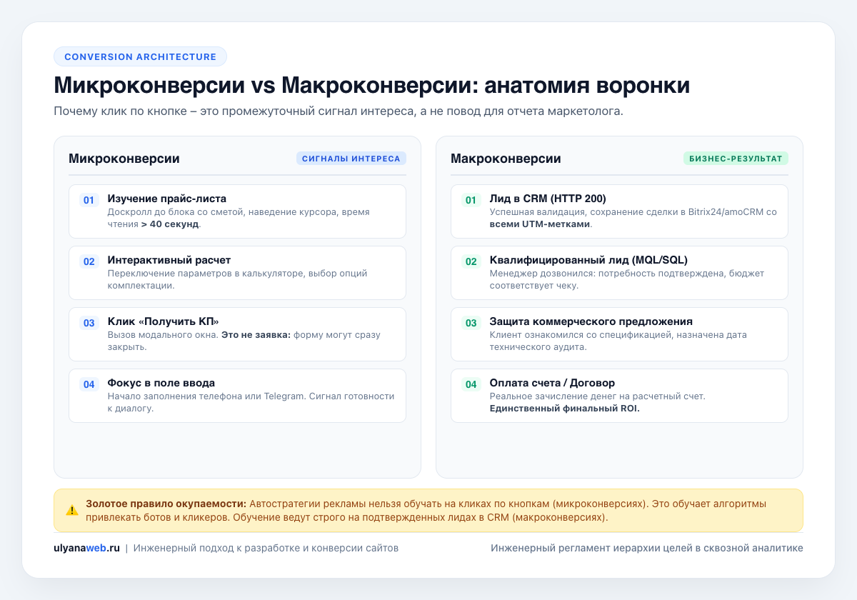 Микроконверсии vs Макроконверсии: анатомия воронки