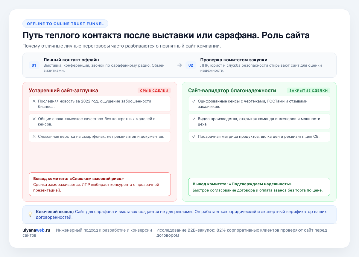 Путь теплого контакта после выставки или сарафана. Роль сайта