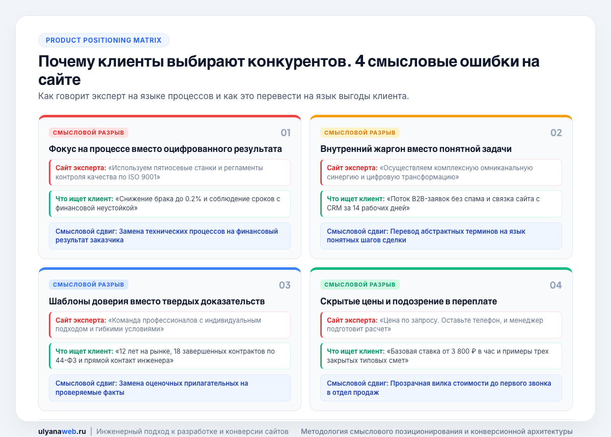 Почему клиенты выбирают конкурентов. 4 смысловые ошибки на сайте